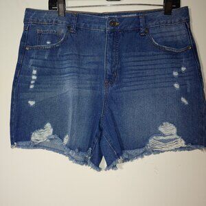 Sound Style Hope High Rise Denim Shorts Size 14 Wash Blue